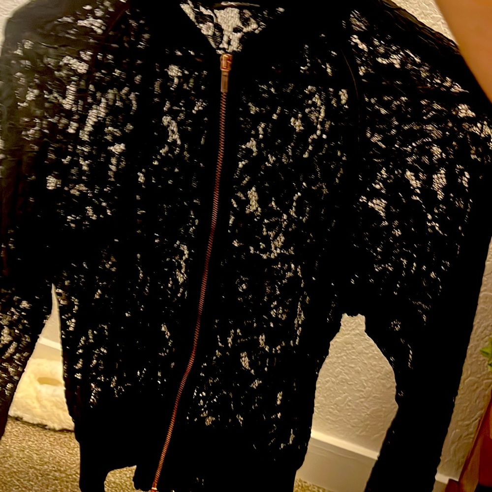 Lace front zip jacket